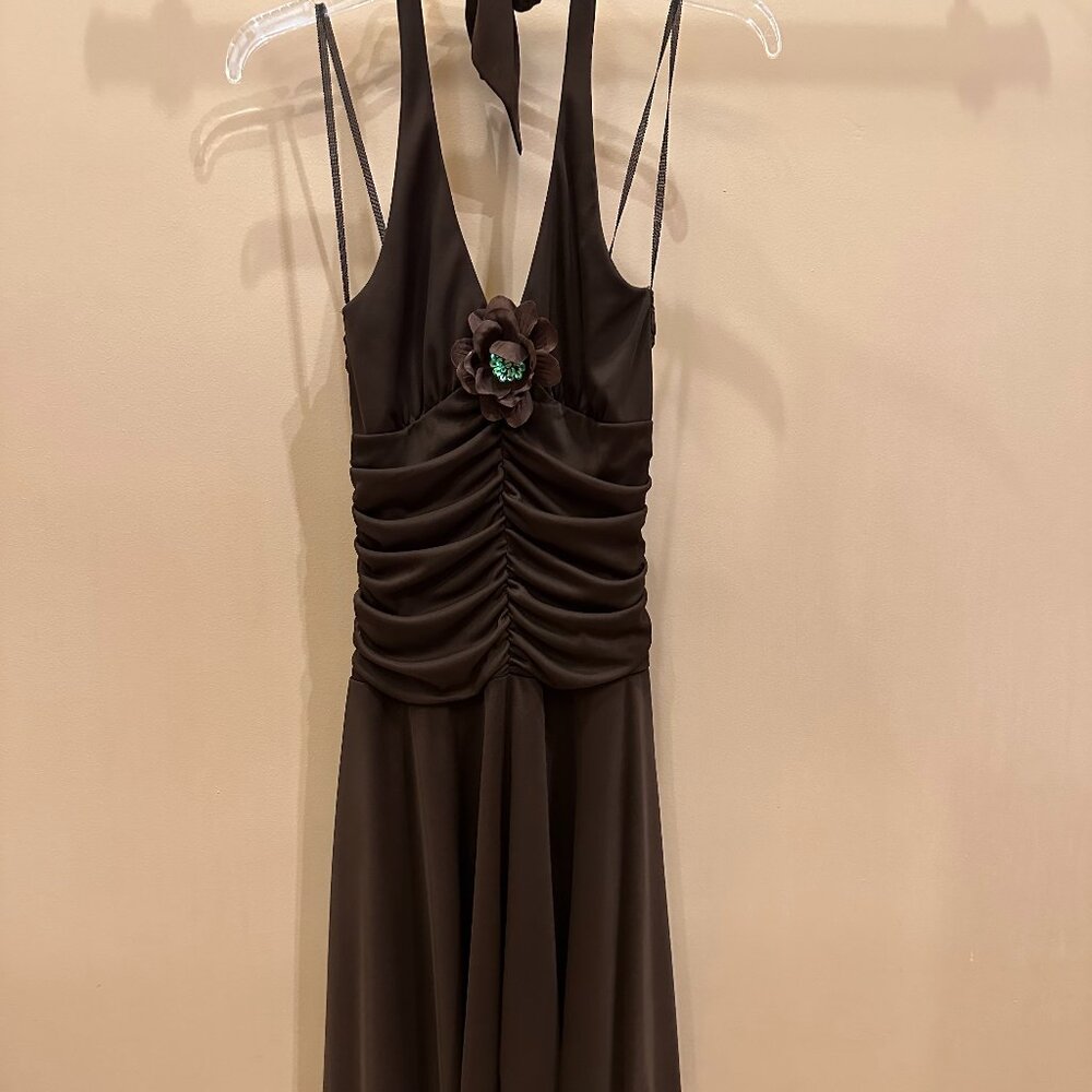 Fall cocktail dress -Rich Brown color
